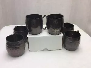 Juego de seis tazas de mula World Moscow de cobre martillado Gunmetal - Imagen 1 de 3
