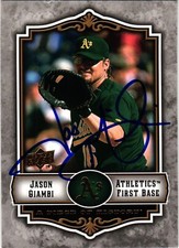 Jason Giambi 2009 Upper Deck A Piece of History Signed Baseball Card #70 A's