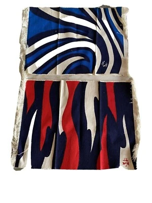 Handwoven Textile Fabric Sample From Chuo University With Abstract Red White & B - Image 1 of 4