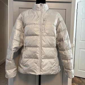 Eddie Bauer Premium Down 650 Fill Puffer Jacket Large Women NWT Packable Silver - Picture 1 of 22