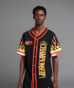 Nike Button Jersey Flame Baseball schwarz rot Herren XXL 2XL UVP $ 85 neu mit Etikett Shirt - Bild 1 von 2