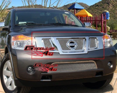 Fits 2008-2015 Nissan Armada W/ Logo Show Main Upper Stainless Steel Mesh Grille - Image 1 of 2