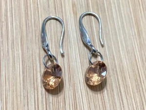 Orange Zircon Gemstone Sterling Silver Dangle Drop Earrings Set Size 1 Inch - Picture 1 of 14