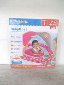 New Pool Float Swim School Perfect Fit Baby Boat Adjustable with Canopy 6-24mos - Picture 1 of 5