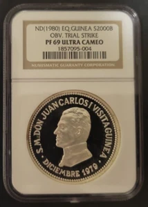 RARE ***TRIAL STRIKE*** 1980 EQUATORIAL GUINEA  2000 bipkwele TS8 NGC PF 69 UC - Picture 1 of 2