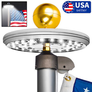 Solar Powered Flag Pole Light 26 LED Auto Active Super Bright Waterproof USA