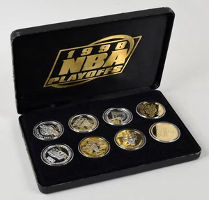 1998 NBA FINALS CHICAGO BULLS .999 SILVER 8-COIN SET #011/500 w/ 24K Gold Plated - Picture 1 of 7