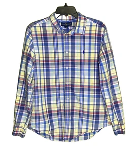 Ralph Lauren Shirt Mens XL(18-20) Plaid Long Sleeve Button Down Blue Lightweight - Picture 1 of 4