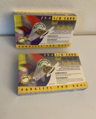 SIIG ISA Dual Parallel I/O card 486/368 PCs IO1828 Bundle Of 2 NEW Sealed - Image 1 of 2