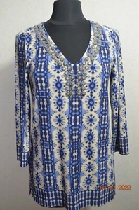 JONES NEW YORK SIGNATURE V-Neck Embellished Top Size S - Picture 1 of 7