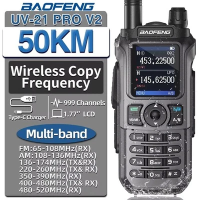 Baofeng UV-21 Pro V2 Two-Way Radio Waterproof Multi-Band Long Range Ham UV-5R  ✨ - Image 1 of 4