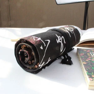 Handmade Canvas Pencil Roll Wrap Holder With 48 Slots For Art Supplies - Picture 1 of 12