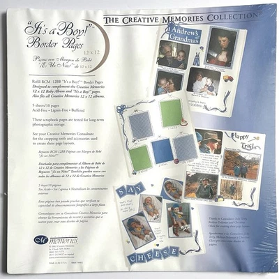 Creative Memories 12 x 12 Old Style It's A Boy Border Pages 5 Folhas 10 páginas Novo - Imagem 1 de 4