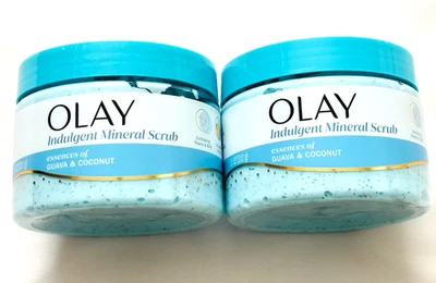 (2) Olay Body Indulgent Mineral Exfoliating Scrub Coconut & Guava Scent 11oz Ea. - Image 1 of 4