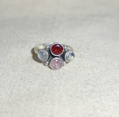 Anillo Nicky Butler Offset Racimo Granate Cuarzo Plata de Ley 925 Talla 6.25 Foto 1 de 4