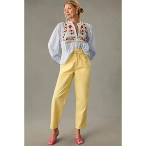 Anthropologie Antik Batik Kim Trousers in Yellow Size Large NEW - Picture 1 of 11