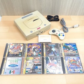 Sega Saturn Console Japan White Bundle with 8 Games & Memory HST-3220 Tested