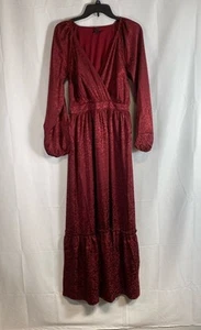 Express Women's Red Floral Long Sleeve Wrap Maxi Dress Size Small Elegant NWT - Picture 1 of 5