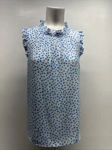 Lilly Pulitzer Cambria Top Blouse Sleeveless Shirt Blue Polka Dots Ruffle Small - Picture 1 of 8