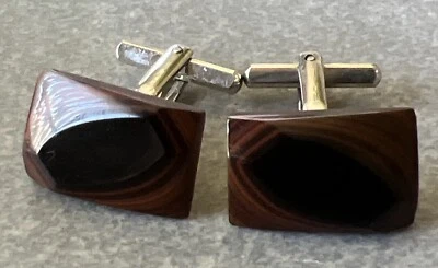 Camisa de vestir vintage con gemelos de resina marrón Foto 1 de 4