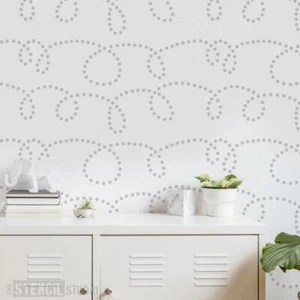 Dotty Squiggles wiederverwendbare Musterschablone - Tapeteneffekt - Feature Wall - Bild 1 von 3
