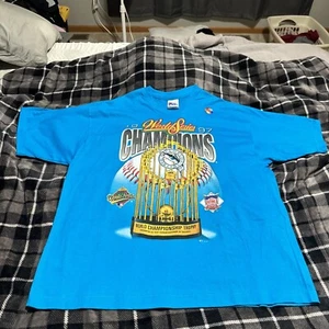 VTG FLORIDA MARLINS 1997 WORLD SERIES CHAMPIONS T-SHIRT TEAL Sz. XXL - Picture 1 of 4