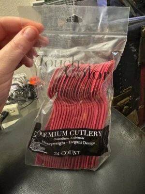 Burgundy Premium Cutlery Plastic Spoons 24ct. Party Supply New!!! - Image 1 of 2