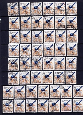 1964 Australia Pre-Decimal 2'5 Blue Wren Bird BULK USED LOT 50 Stamps       - Image 1 of 2