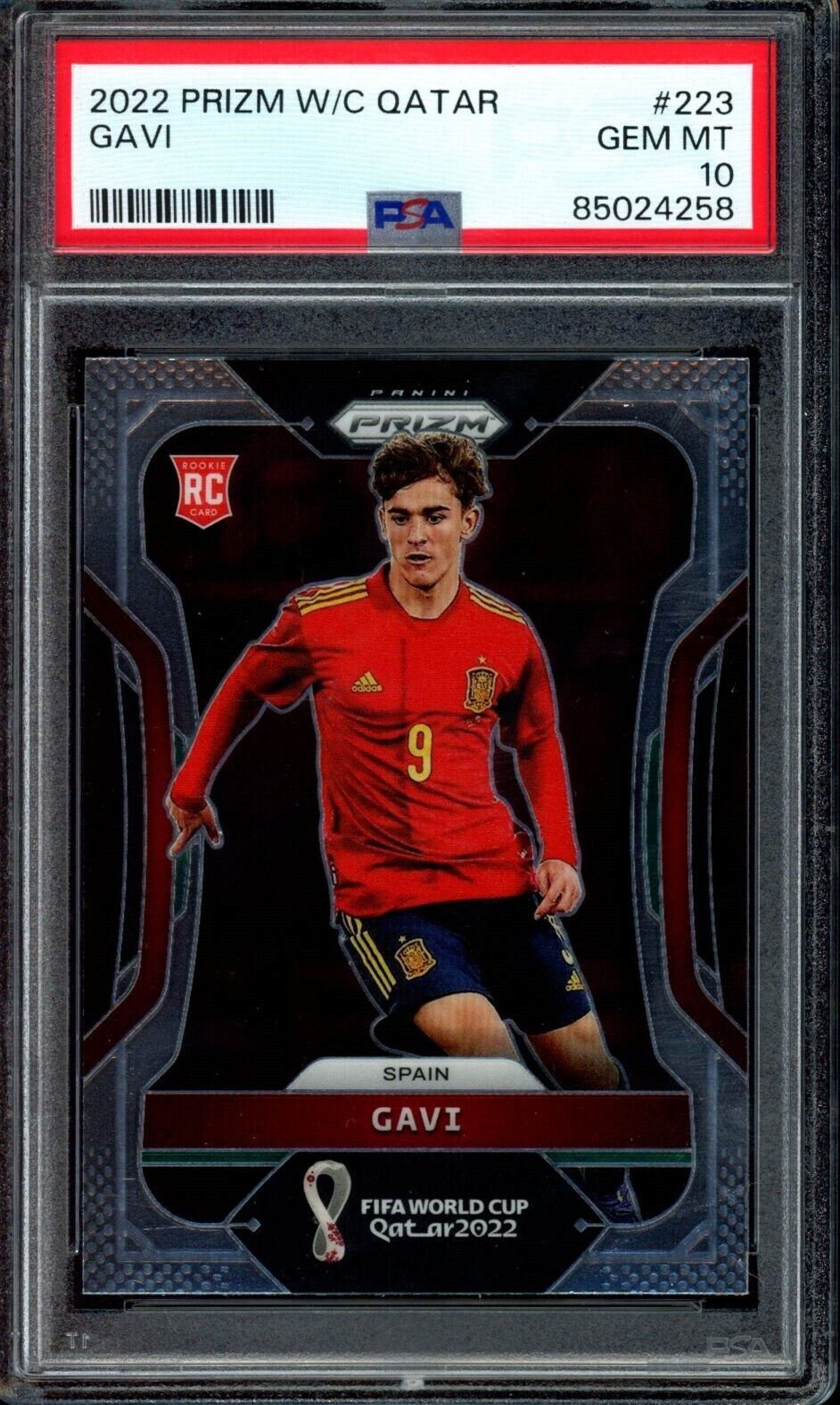 2022 Panini Prizm World Cup Qatar #223 Gavi PSA 10 Rookie RC Spain