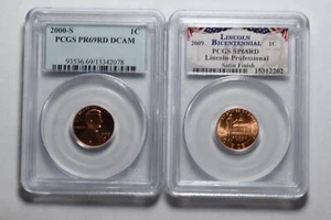 2000 S Lincoln Penny PF 69 & 2009 P Professional Life SP 68 Both PCGS - Picture 1 of 2