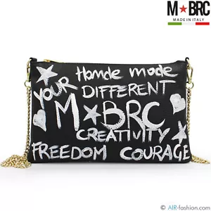 M*BRC design Massimo Braccialini handpainted black leather clutch bag purse - Picture 1 of 9