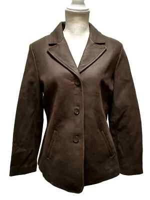 Wilsons Leather Pelle Studio Womens Dark Brown Bison Leather 3 Button Jacket M/L - Image 1 of 4