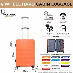 55x35x20 EasyJet Ryanair Suitcase Hard Shell Travel Lightweight 4 Wheels Cabin - Picture 1 of 82