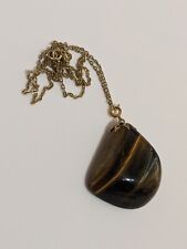 Bohemian stone bead pendant necklace tigers eye tumbled stone