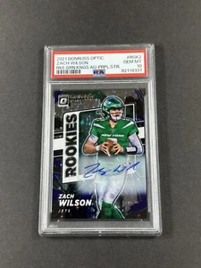 2021 Donruss Optic ZACH WILSON RKE GRN. KNGS. PRPL. STR. AUTO #/25 PSA 10- POP 8 - Picture 1 of 7