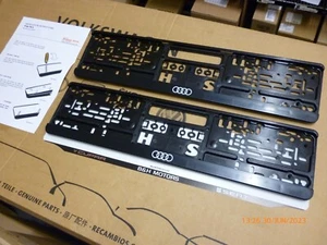 NEW GENUINE PAIR AUDI NUMBER PLATE HOLDERS 520x110mm STANDARD UK SIZE 3292100100 - Picture 1 of 10