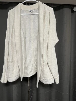 Cárdigan Suéter Madewell Frente Abierto Crema Mujeres Pequeño Algodón Lino Bolsillos Foto 1 de 4