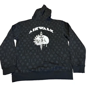 NEW Airwalk Black Hoodie With Dagger And Skull Graphics XL - ALL OVER PRINT NWT - Picture 1 of 10