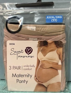 Womens Secret Treasures Maternity Under-Belly Panty 3Pk Black/Beige/Pink XXXL/22 - Picture 1 of 8