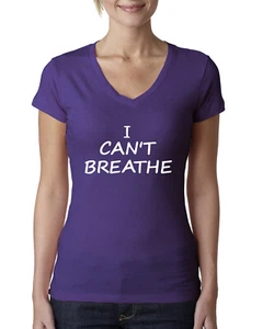 I Cant Breathe Choke Black Lives Matter Women Junior V-Neck Tee - Picture 1 of 12