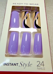 KISS NAILS GLUE ON Purple LONG LENGTH, Square SHAPE - Picture 1 of 3