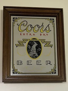 VTG Coors Extra Dry Beer Waterfall Wall Mirror Sign Framed Bar ART LARGE 23”x29” - Picture 1 of 2