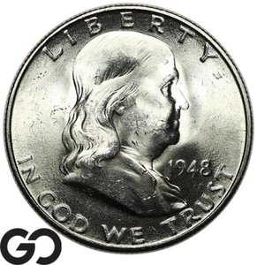 1948-D Franklin Half Dollar, Lustrous Gem BU++ - Picture 1 of 3