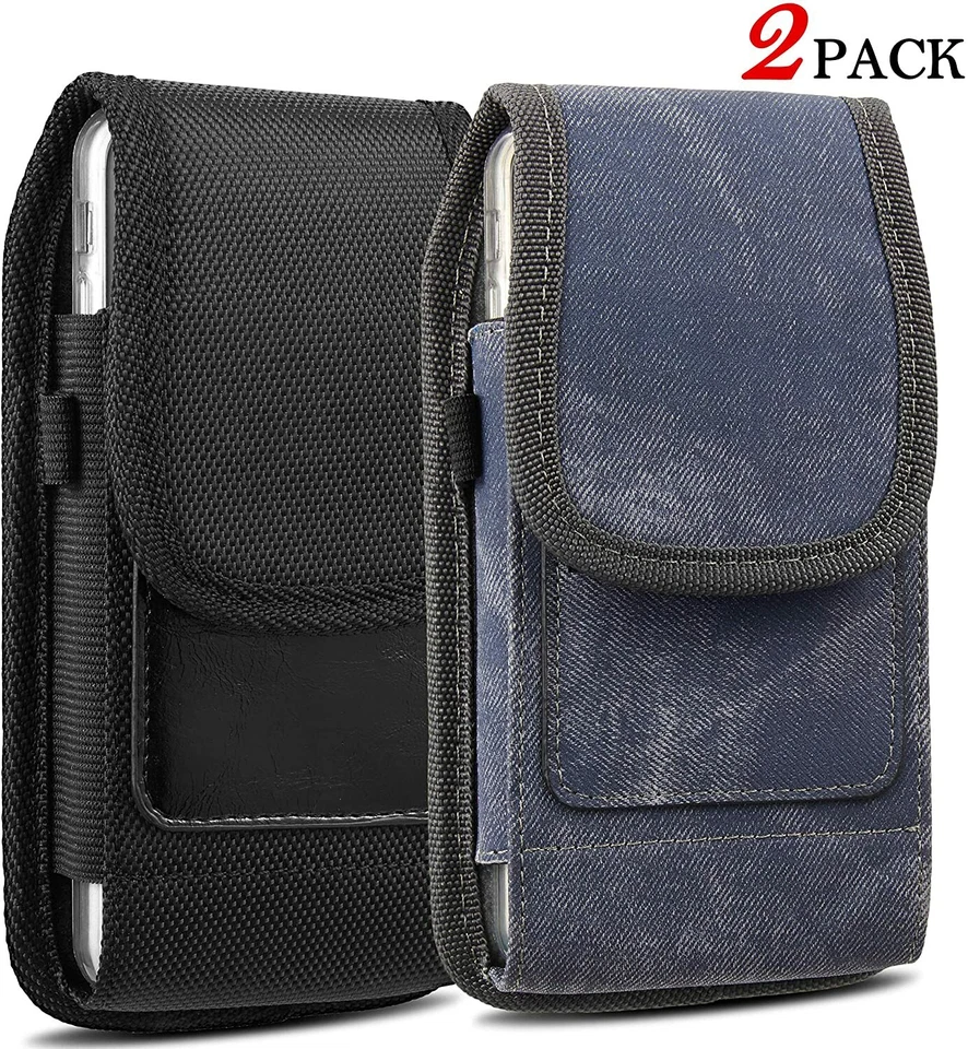 Paquete de 2 fundas para cinturón verticales resistentes bolsa de transporte clip para cinturón para teléfono celular Foto 1 de 4