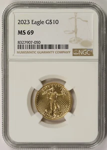 2023 American Gold Eagle $10 Quarter Ounce MS 69 NGC 1/4 oz - Picture 1 of 4
