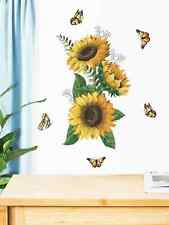 Sunflower And Yellow Butterfly Wall Sticker Decorative Wall Art Decal Creative