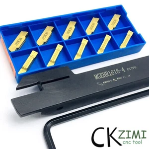 10x MGMN400-M Carbide Insert & MGEHR1616-4 Parting Off Turning Holder Lathe Tool - Picture 1 of 6