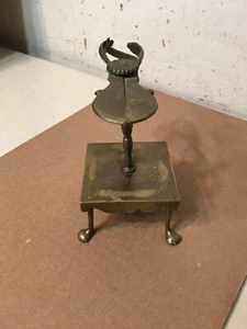 Extremely Rare Antique Primitive Brass Candle Wick Cutter Trimmers Snips W/Stand - Picture 1 of 12