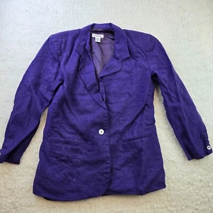 Vintage Talbots Blazer Jacket 6 Purple 100% Linen Pockets Office Beach Coastal - Bild 1 von 8