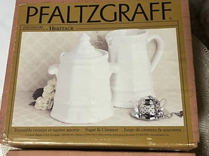 Pfaltzgraff Heritage White Sugar Bowl With Lid & Creamer NEW - Picture 1 of 5